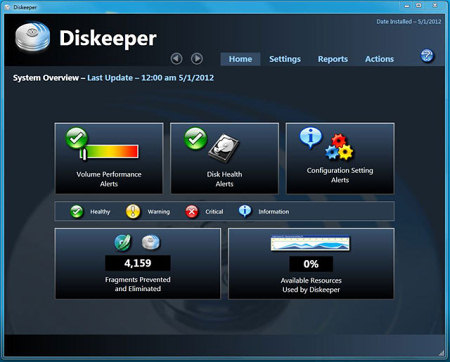 Интерфейс Diskeeper 12