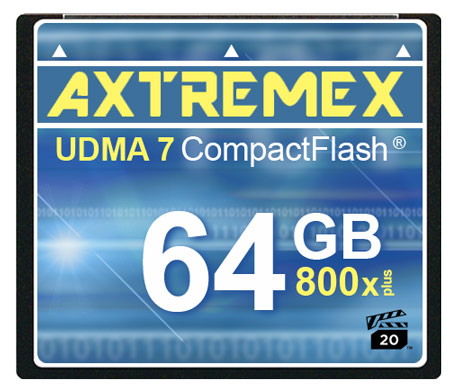 Axtremex Technology выпускает карты CompactFlash с маркировкой 800x и 800x Plus, соответствующие спецификации VPG Profile 1
