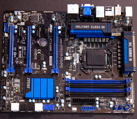 Плата MSI Z77A-GD80 рассчитана на процессоры Intel Core i7, i5 и i3 второго и третьего поколения