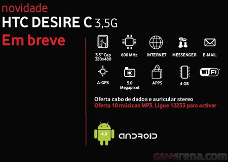 Ориентировочная стоимость смартфона HTC Desire C будет