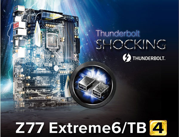 Системная плата ASRock Z77 Extreme6/TB4 оснащена двумя портами Thunderbolt 
