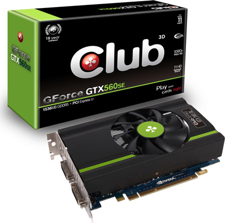 Club 3D увеличивает объем памяти 3D-карты GeForce GTX 560 SE до 1536 МБ