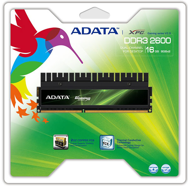 Модули Adata XPG Gaming v2.0 DDR3-2600 работают с задержками CL11-13-13-35 при напряжении питания 1,65 В