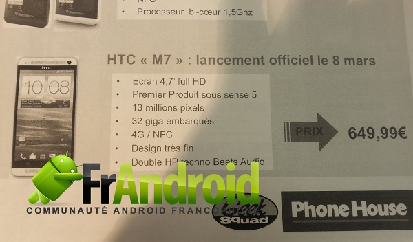 HTC M7 в брошюре Phone House