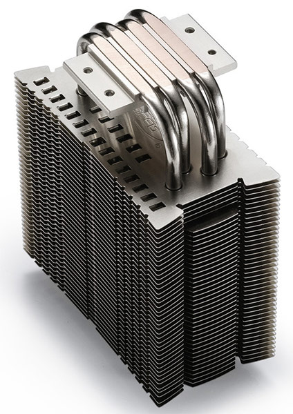 Конструкция процессорного охладителя Deepcool Gammaxx S40 включает четыре  тепловые трубки 