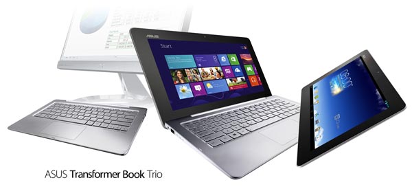 Asus Transformer Book Trio поставляется с предустановленными операционными системами Windows 8 и Android