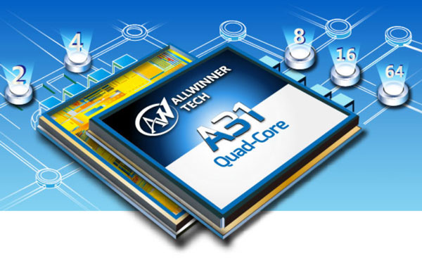 Процессор Allwinner A31s имеет четыре ядра Cortex-A7 и пятое энергосберегающее ядро