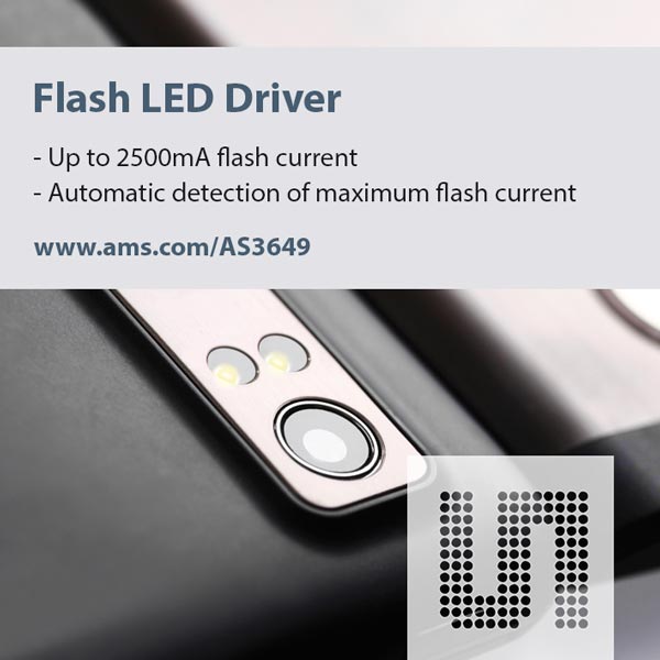 В драйвере светодиодной вспышки ams AS3649 реализована функция определения допустимого максимального тока импульса
