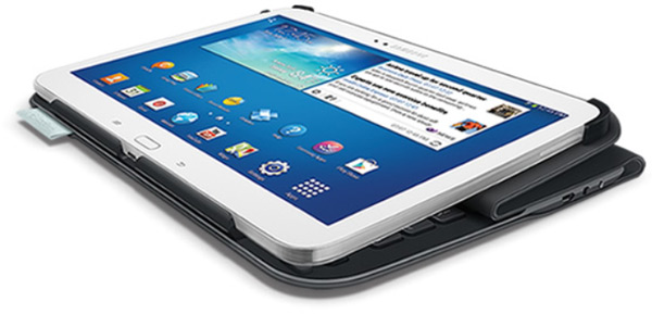 Особенностью модели Logitech Ultrathin Keyboard Folio for Samsung Galaxy Tab 3 10.1 является наличие клавиатуры