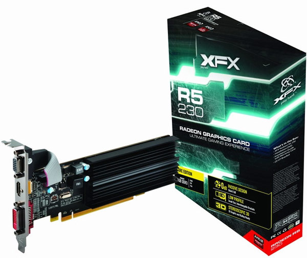 GPU 3D-карт XFX Radeon R5 230 работают на частоте 625 МГц