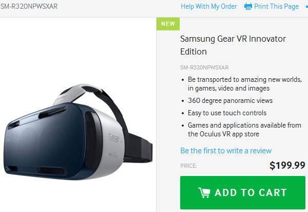 Шлем виртуальной реальности Samsung Gear VR Innovator Edition стоит $200