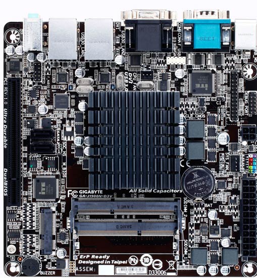 На плате Gigabyte J1900N-D3V установлен пассивно охлаждаемый процессор Intel Celeron J1900