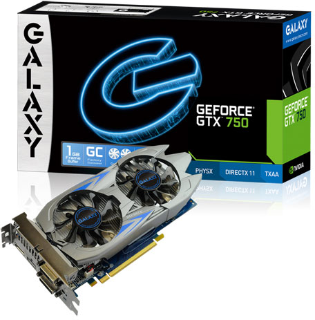 У 3D-карт Galaxy GeForce GTX750 Ti GC 2GB и GeForce GTX750 GC 1GB есть шестиконтактный разъем дополнительного питания