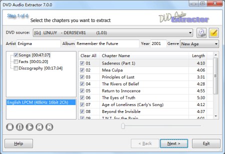 Интерфейс DVD Audio Extractor