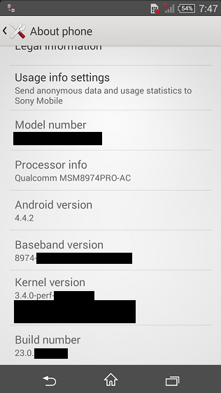 Скриншот, сделанный на Sony Xperia Z3 Compact