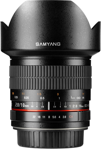 Объектив Samyang 10mm 1:2.8 ED AS NCS CS рассчитан на использование совместно с камерами формата APS-C