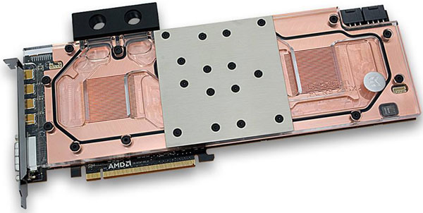 Водоблок для 3D-карты AMD Radeon R9 295X2 относится к категории водоблоков с полным покрытием