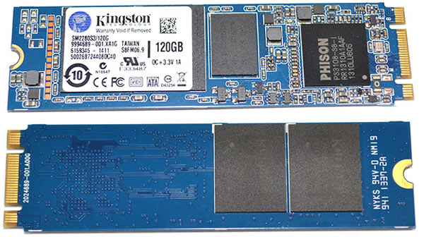 На плате Kingston SM2280S3 установлена память DDR3, используемая для кэширования