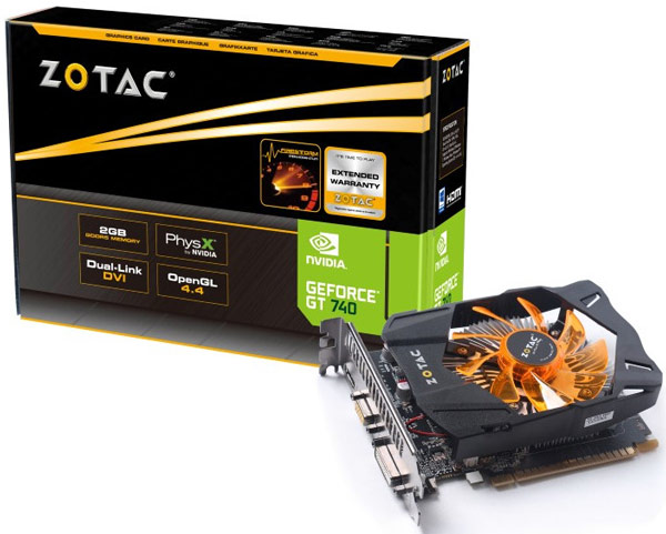 Две из четырех моделей 3D-карт Zotac GeForce GT 740 являются низкопрофильными