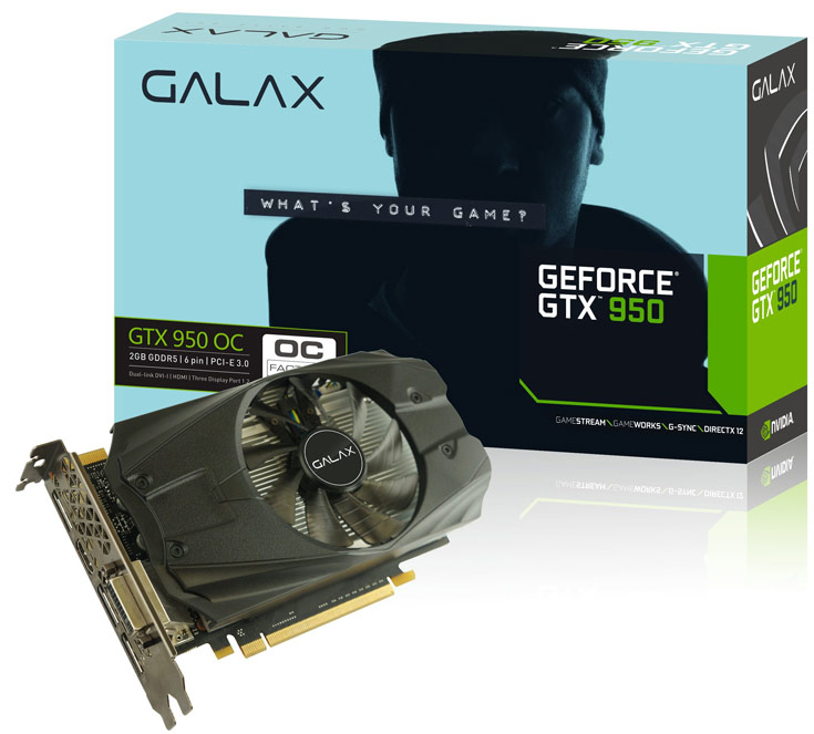 3D-карта Galax GeForce GTX 950 OC 2GB тоже разогнана в заводских условиях