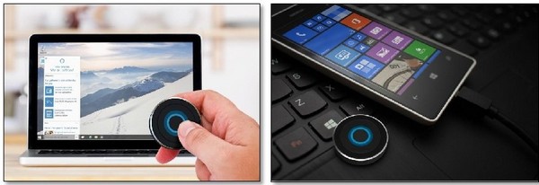 Это кнопка, которая подключается к устройству на базе Windows 10 по Bluetooth, и используется для активации виртуального помощника Cortana
