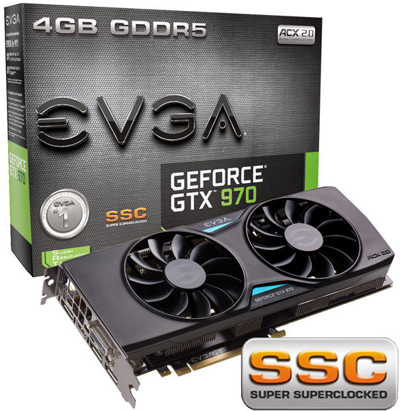 3D-карта EVGA GeForce GTX 970 SSC оснащена охладителем ACX 2.0