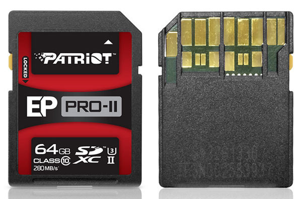 Карты памяти Patriot UHS-II EP PRO-II SDXC предложены объемом 16, 32 и 64 ГБ