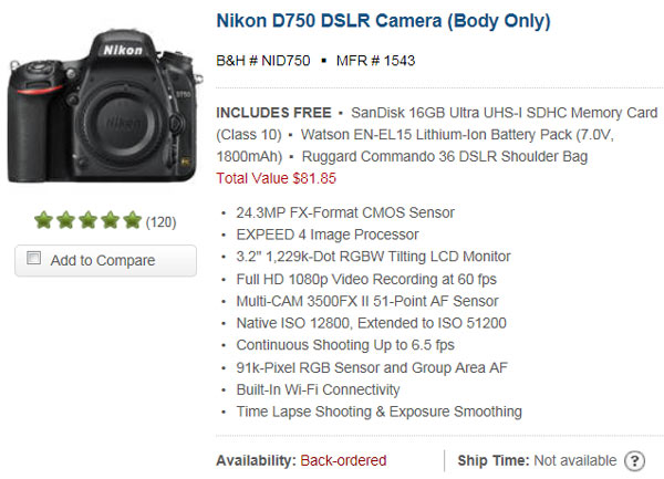 Компания Nikon пообещала бесплатно устранять проблему с засветкой в камерах D750