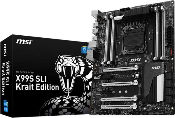 На плате MSI X99S SLI Krait Edition есть восемь слотов для памяти и четыре слота PCIe 3.0 x16