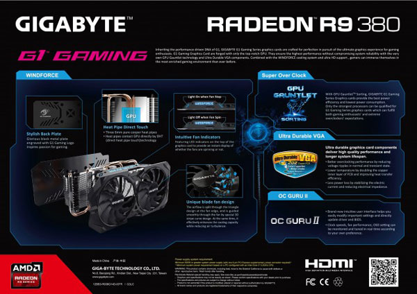Появилась предварительная информация о 3D-картах Gigabyte Radeon R9 380 G1 Gaming и Radeon R9 390X