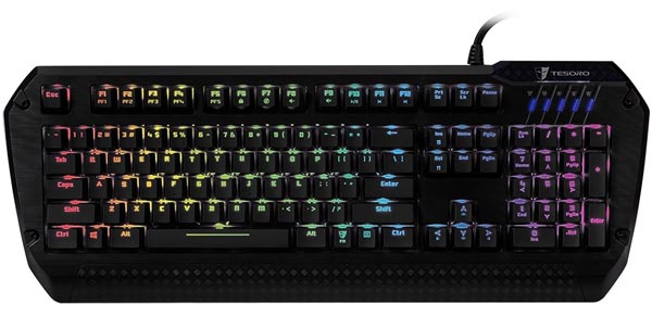Клавиатура Tesoro Lobera Spectrum может работать в режиме светомузыкальной установки