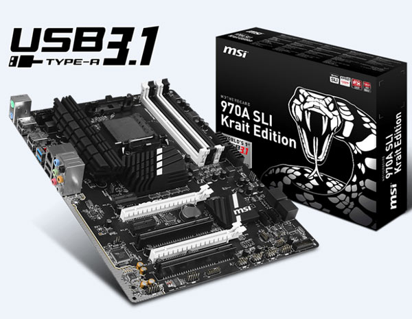 Плата MSI AMD 970A SLI Krait Edition выполнена в типоразмере ATX
