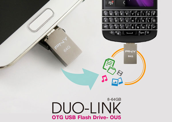 Флэшка PNY Duo-Link OU5 оснащена разъемом micro-USB 