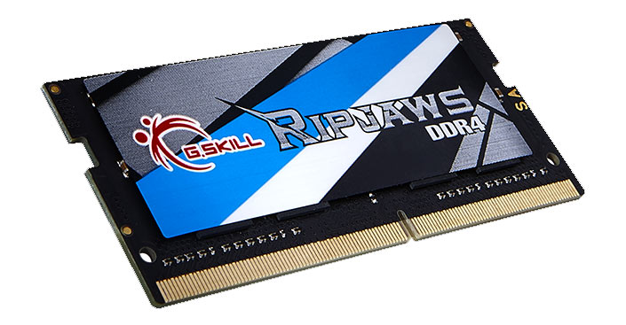 Наборы модулей памяти для ноутбуков G.Skill Ripjaws DDR4 объемом до 64 ГБ работают на эффективных частотах до 2800 МГц при стандартном напряжении питания