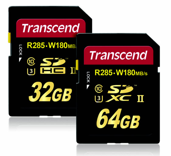Максимальная скорость чтения данных в новых картах памяти Transcend SDHC/SDXC UHS-II U3 достигает 285 МБ/с, а записываются данные при скорости до 180 МБ/с