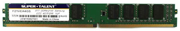 Низкопрофильные модули Super Talent ECC UDIMM DDR4-2133 F21VEA4GS предназначены для систем с повышенной плотностью компоновки