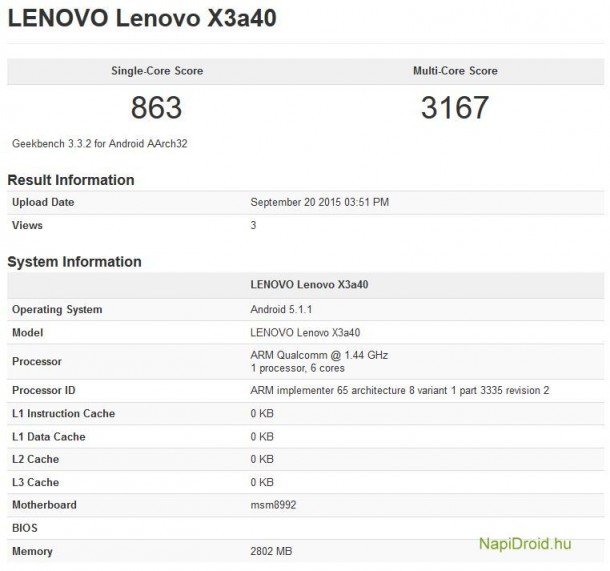 Основой Lenovo Vibe X3 служит SoC Qualcomm Snapdragon 808 с шестиядерным процессором
