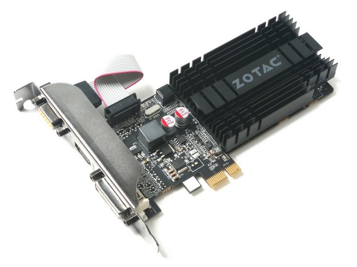 Видеокарта Zotac GT 710 1GB PCIE x 1 устанавливается в слот PCIe x1
