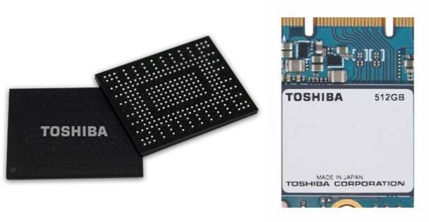 В однокорпусном SSD Toshiba используется флэш-память TLC BiCS FLASH