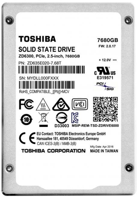 Твердотельные накопители Toshiba ZD6000 поддерживают NVMe