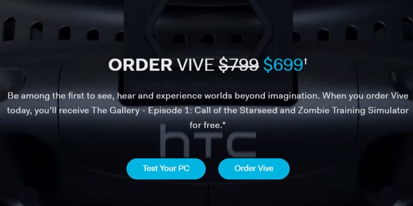Гарнитура виртуальной реальности HTC Vive подешевела на 0