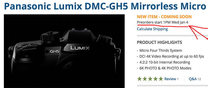 По предварительным сведениям, в Европе камера Panasonic Lumix DMC-GH5 будет стоить 1800-2000 евро