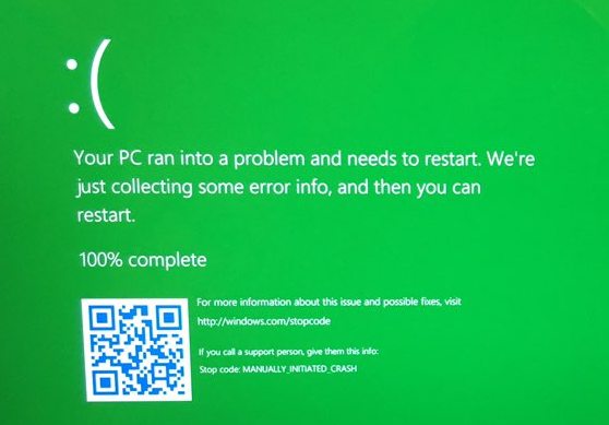 В Windows 10 появился «зеленый экран смерти»