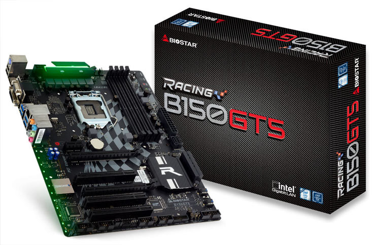 Плата Biostar Racing B150GT5 типоразмера ATX построена на наборе системной логики Intel B150