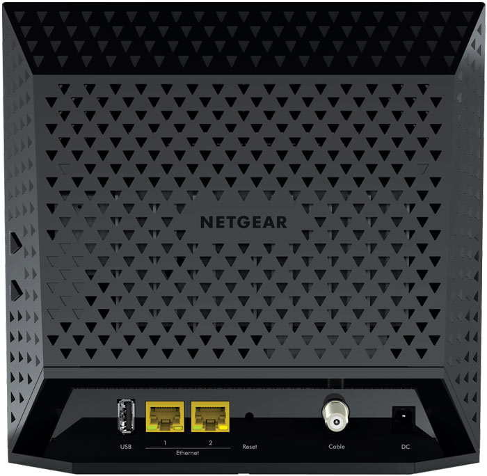 В конфигурацию Netgear AC1600 WiFi Cable Modem Router также входит пара портов Gigabit Ethernet и порт USB