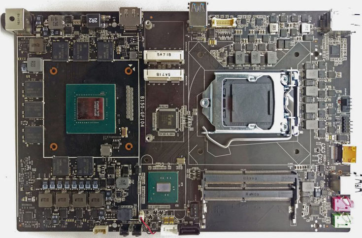 На плате Colorful B150-GP104 есть два слота mini-PCIe и два слота для модулей SO-DIMM