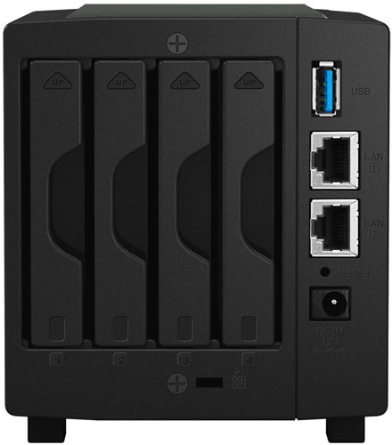 Хранилище Synology DiskStation DS416slim оснащено двумя портами Gigabit Ethernet