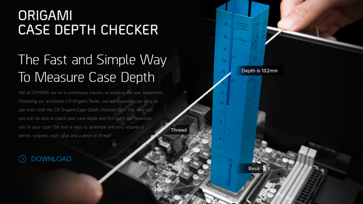 Линейка Cryorig Origami Case Depth Checker позволяет оценить глубину корпуса ПК 