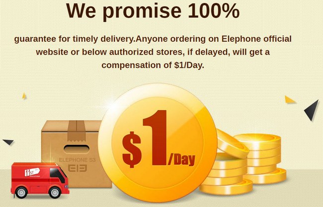 За каждый день задержки отправки покупатели смартфона Elephone S3 будут получать скидку $1