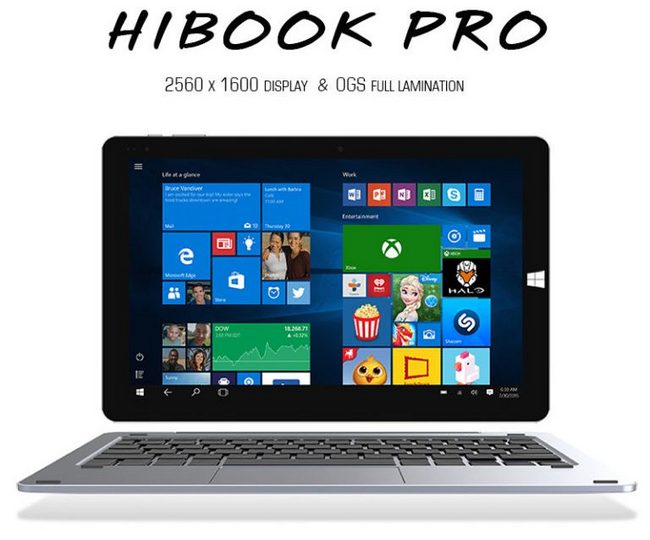 Планшет Chuwi HiBook Pro оснащен дисплеем IPS OGS разрешением 2560 х 1600 пикселей